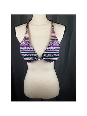 Arizona Jeans bikini top, multicolor geometric pattern, size L